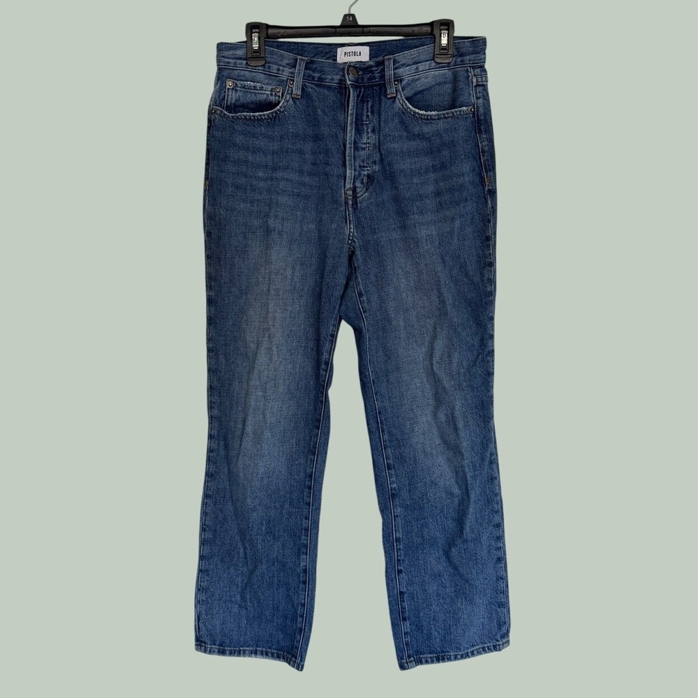 Pistola 29 Charlie High Rise Ankle Straight Leg‎ Jeans Med Wash Soft Cotton